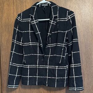 Express Black Blazer with White Windowpane Grid